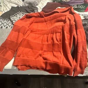 Target Orange Crewneck Sweater with Textured Stripes